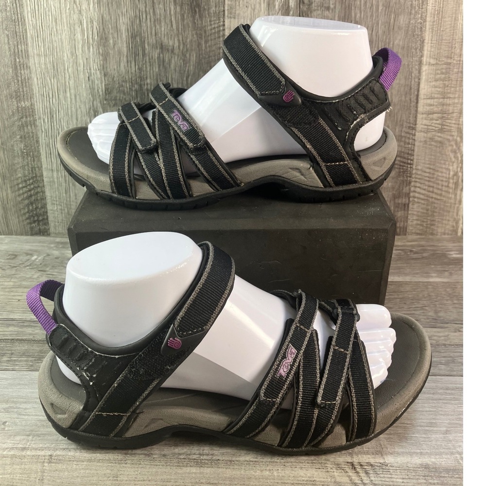 Teva Tirra Womens Sport Sandals Black Grey Purple Hiking Shoes 4266 Size 7